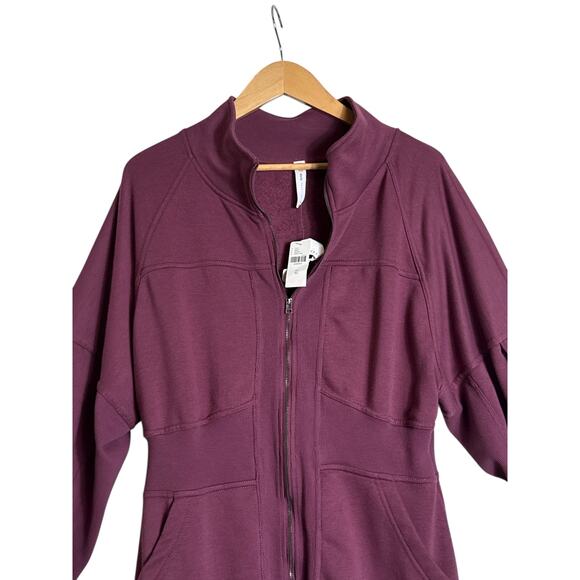 Anthropologie Daily Practice Zip Front French Terry Sweatshirt Dress XL Plum - Picture 6 of 10